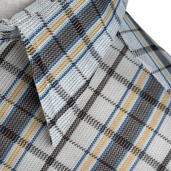 Vintage BVD XKE Disco Shirt Mens Large Multi Plaid Pointed Dagger Collar Button - Picture 3 of 10